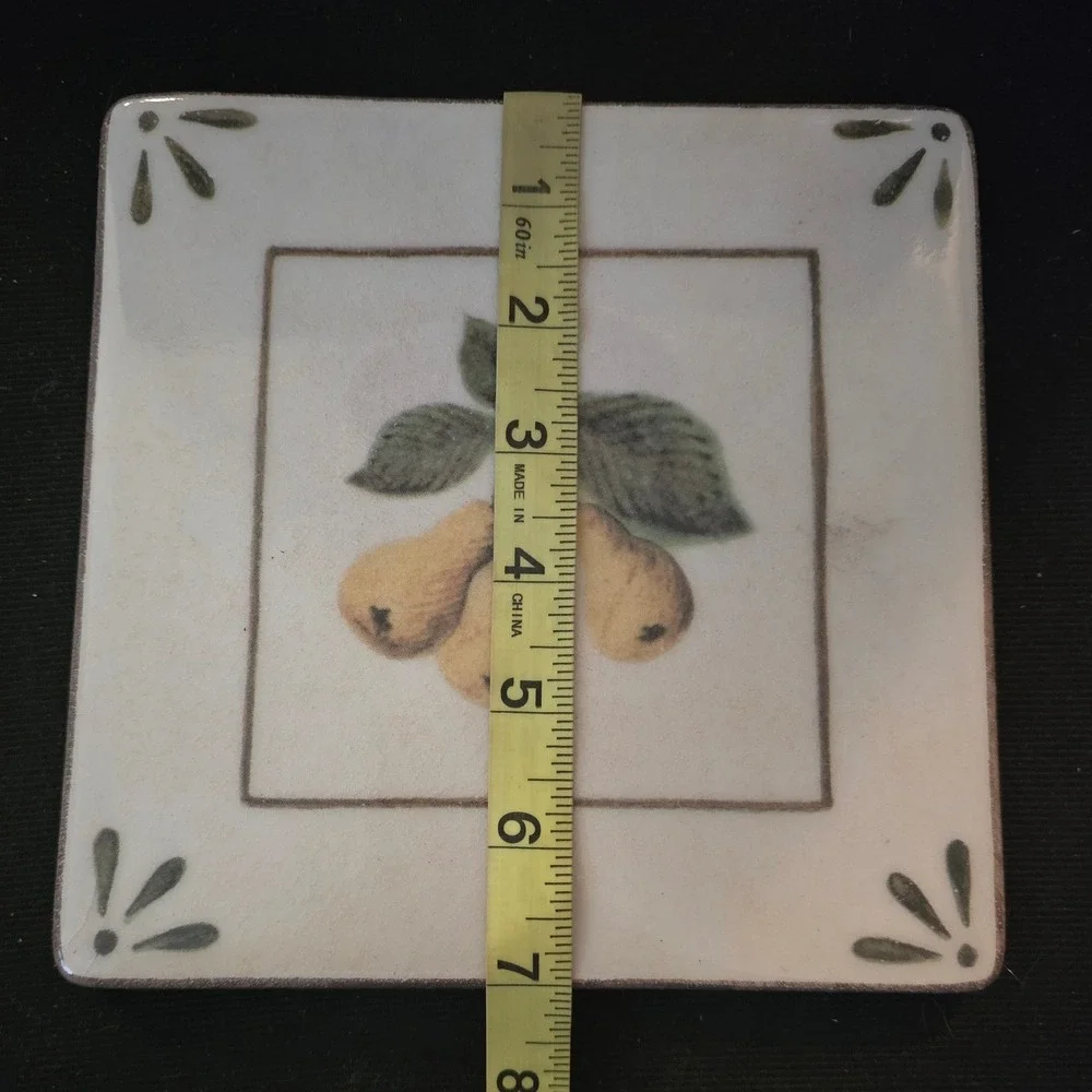 Williams Sonoma Italy Ceramiche Arianna‎ Square Pear Fruit Tile Trivet 7in